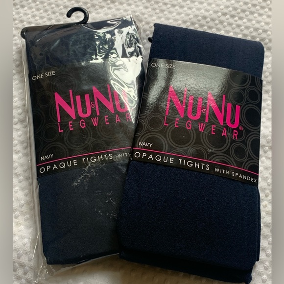 Nu&Nu Legwear Opaque Tights with Spandex. Color: Navy (2 pair) - Picture 2 of 4